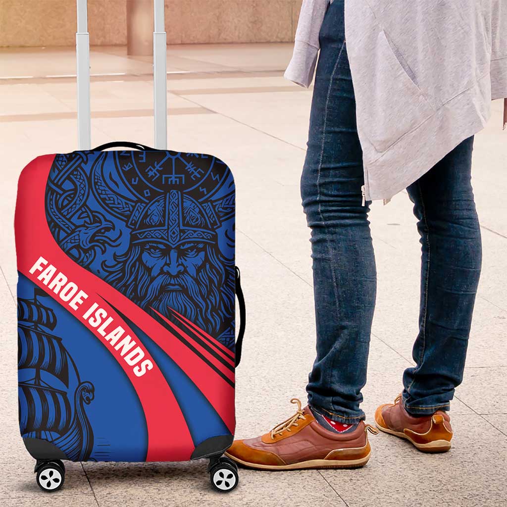 Faroe Islands Luggage Cover with Viking Warrior and Longship Design TS04