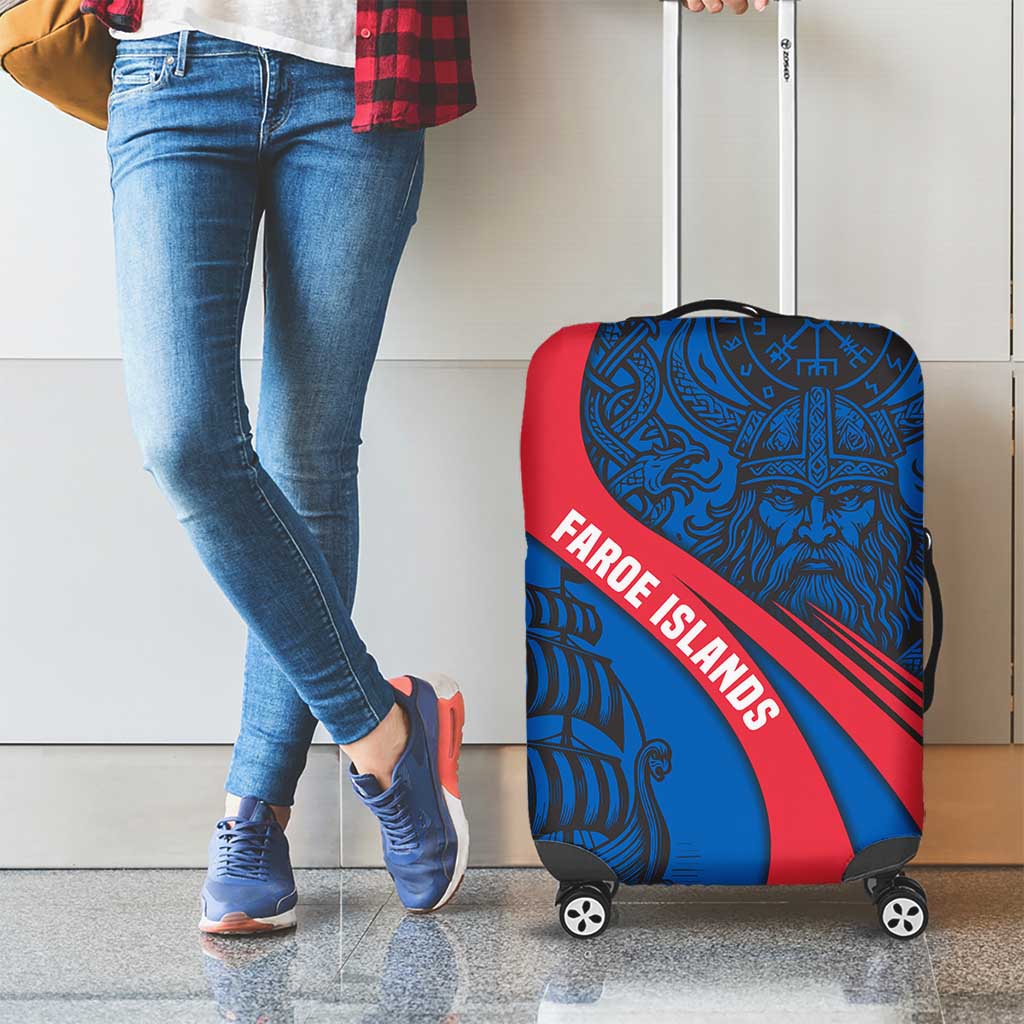 Faroe Islands Luggage Cover with Viking Warrior and Longship Design TS04