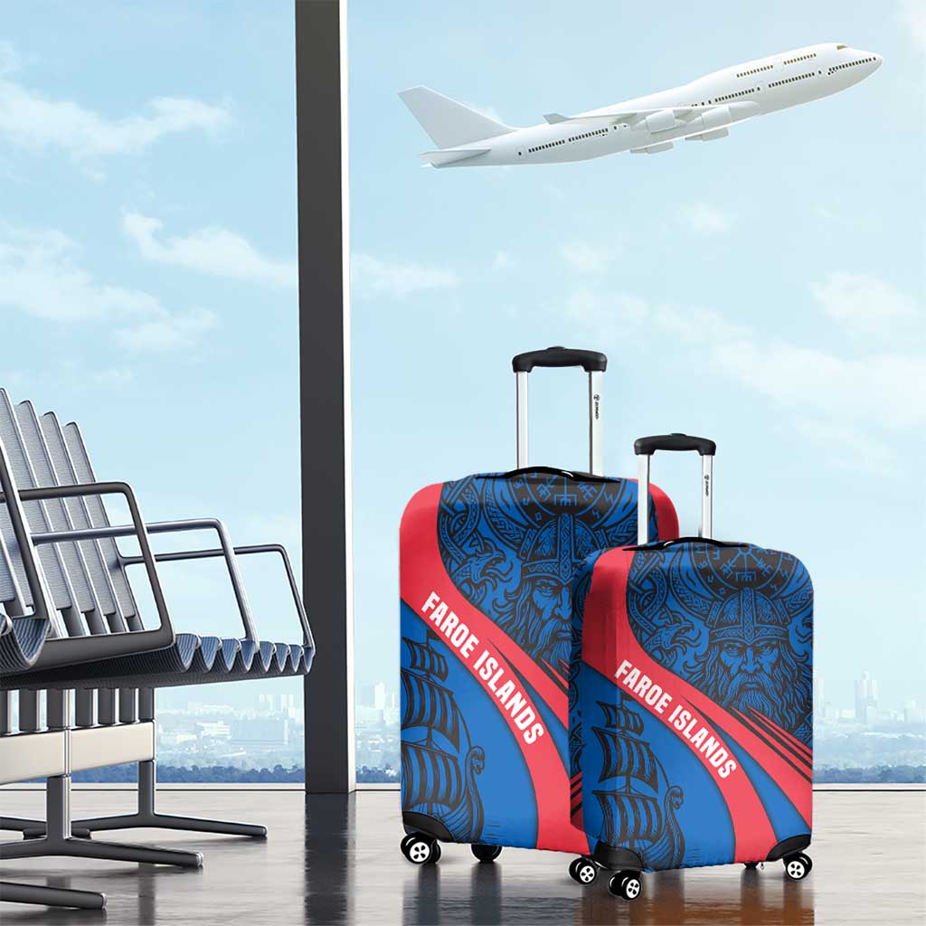 Faroe Islands Luggage Cover with Viking Warrior and Longship Design TS04