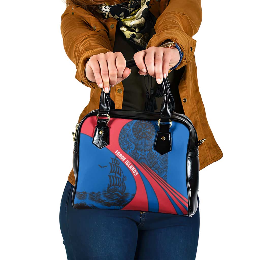 Faroe Islands Shoulder Handbag with Viking Warrior and Longship Design TS04