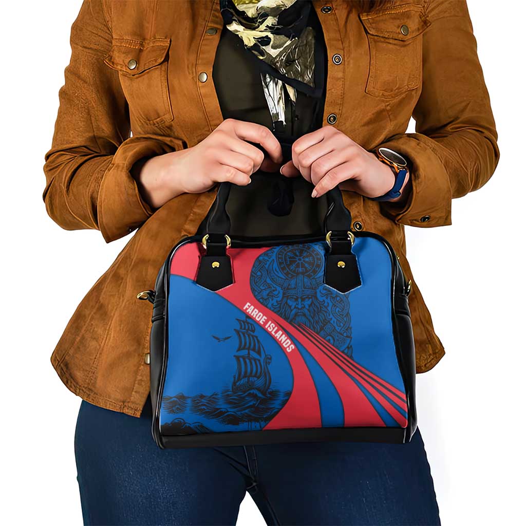Faroe Islands Shoulder Handbag with Viking Warrior and Longship Design TS04