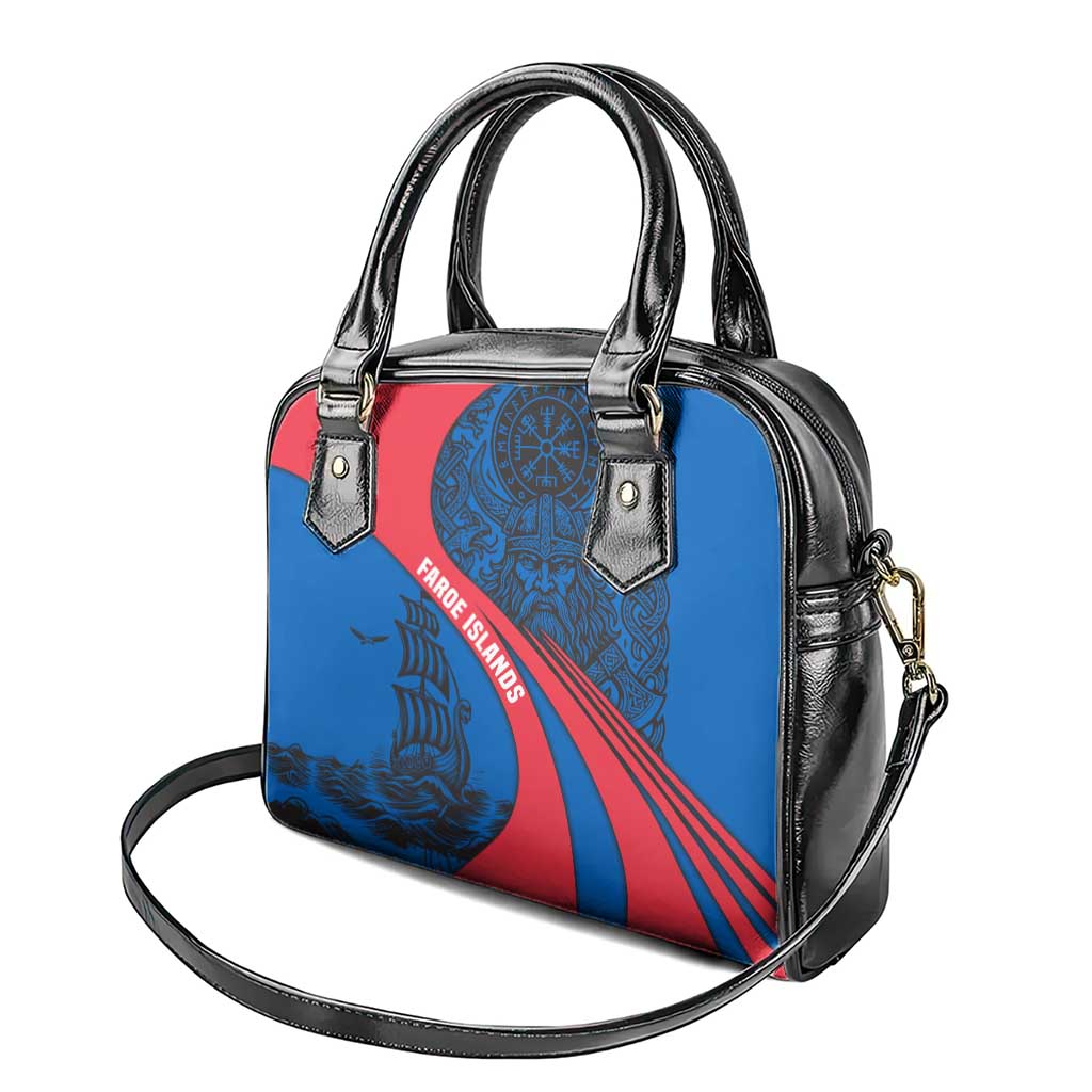Faroe Islands Shoulder Handbag with Viking Warrior and Longship Design TS04