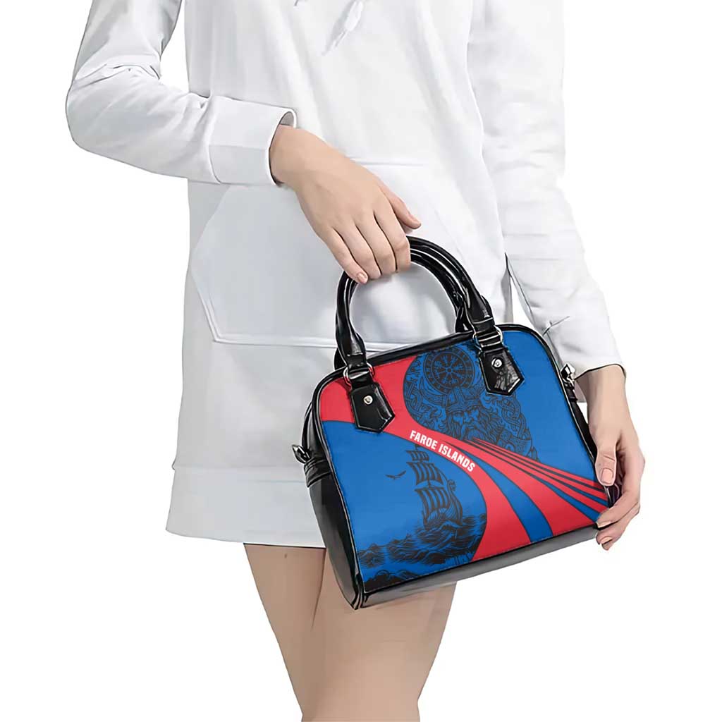 Faroe Islands Shoulder Handbag with Viking Warrior and Longship Design TS04
