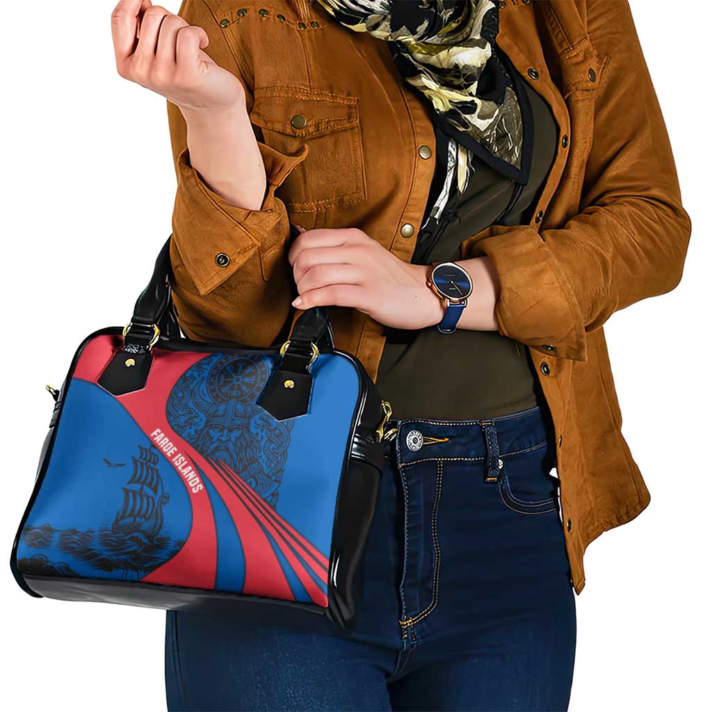 Faroe Islands Shoulder Handbag with Viking Warrior and Longship Design TS04