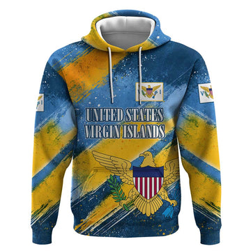 United States Virgin Islands Hoodie with Blue Yellow Eagle Design and Government Seal TS04