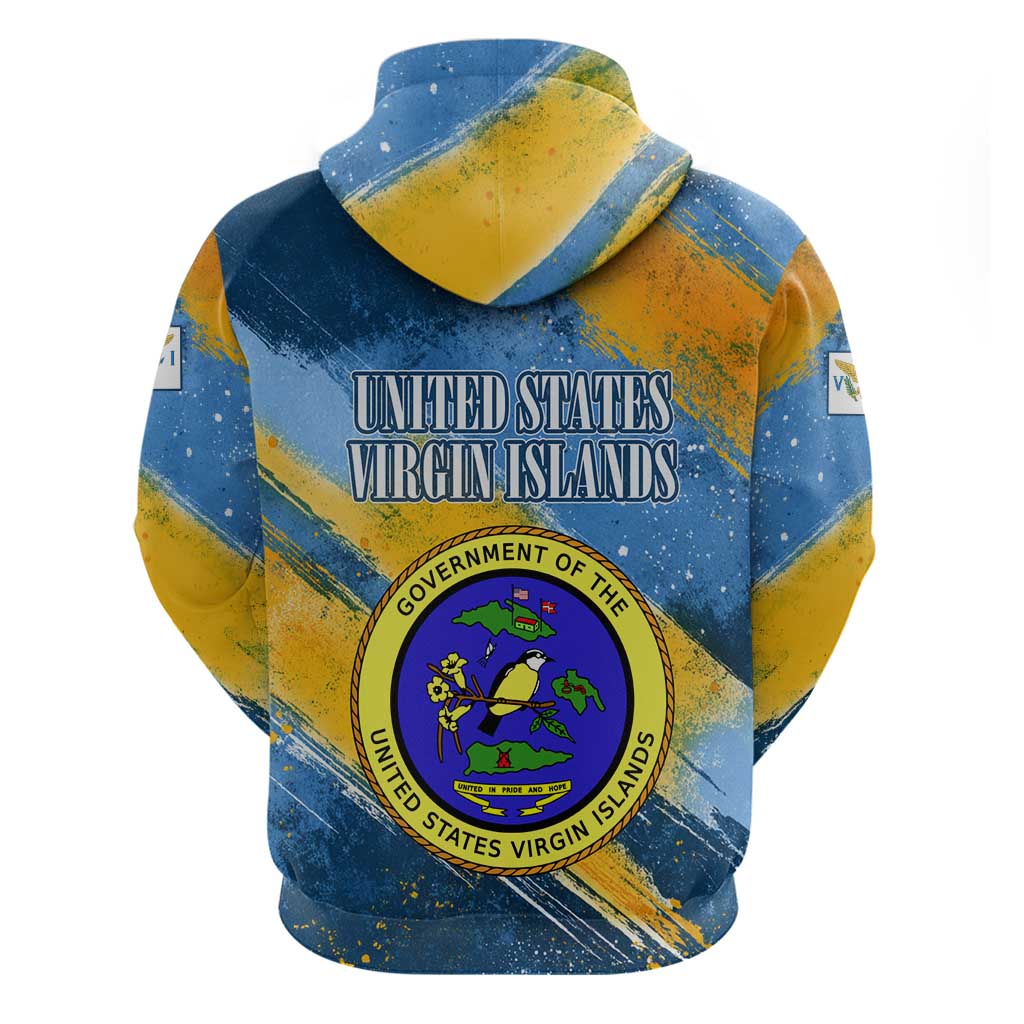 United States Virgin Islands Hoodie with Blue Yellow Eagle Design and Government Seal TS04