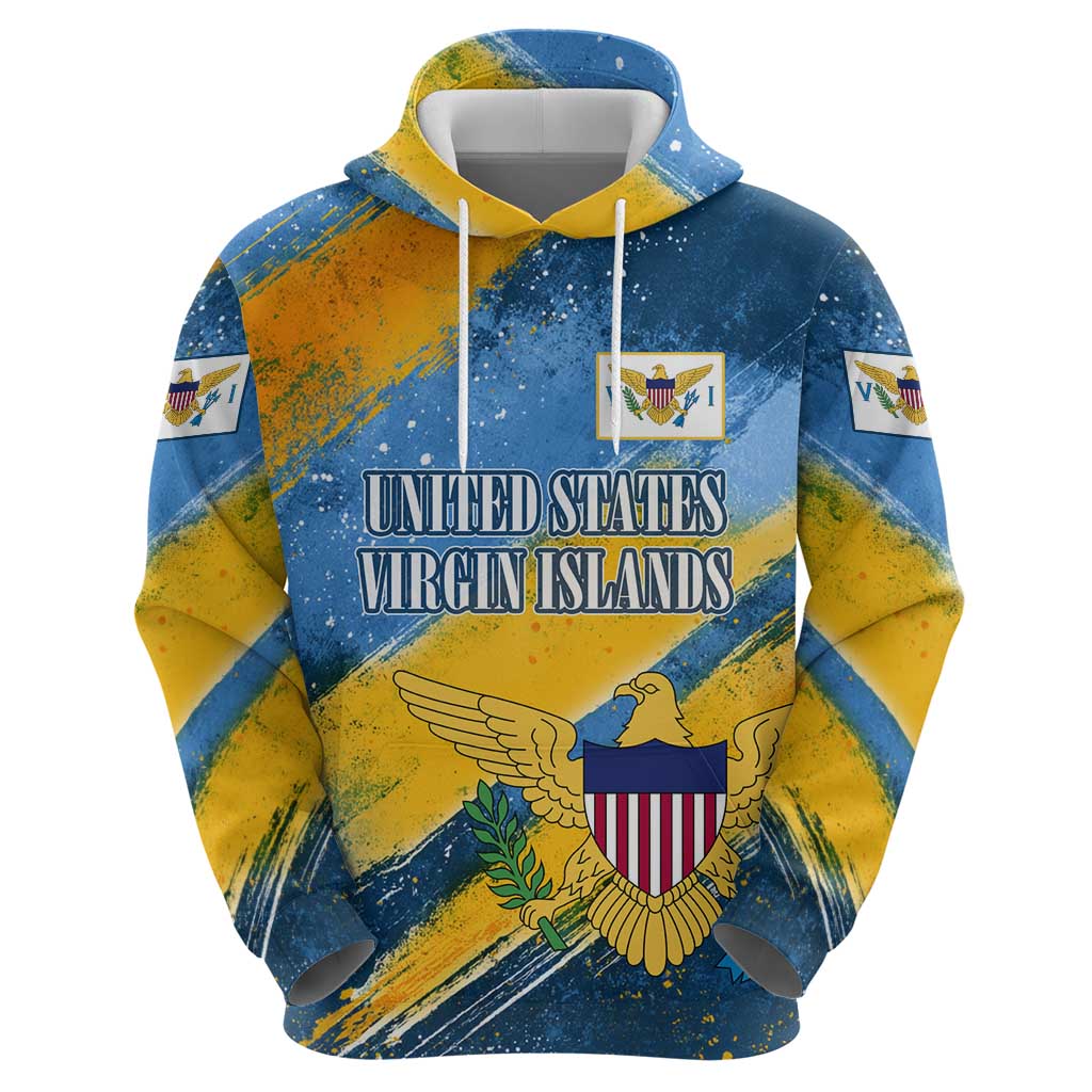 United States Virgin Islands Hoodie with Blue Yellow Eagle Design and Government Seal TS04
