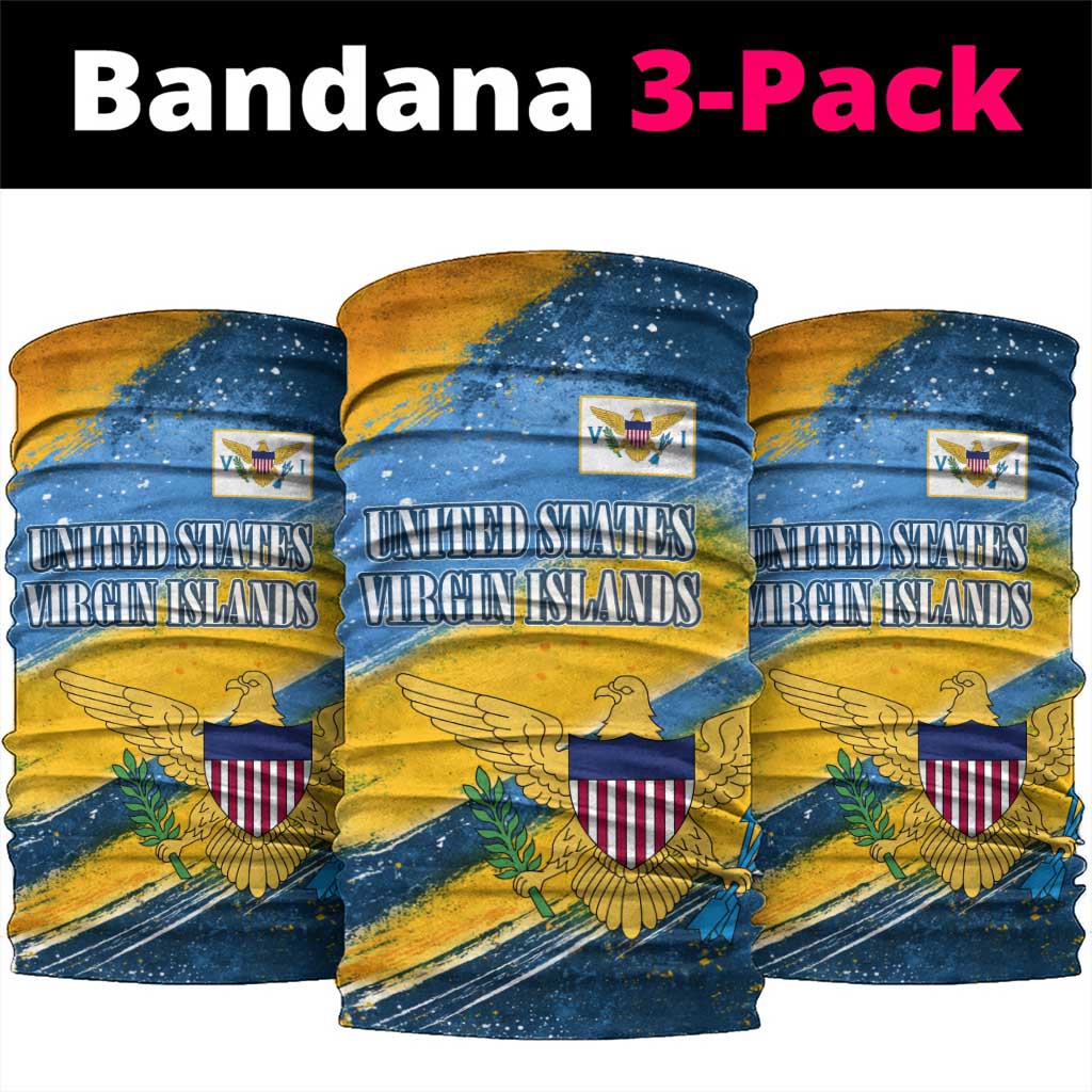 United States Virgin Islands Neck Gaiter with Blue Yellow Eagle Design and Government Seal TS04
