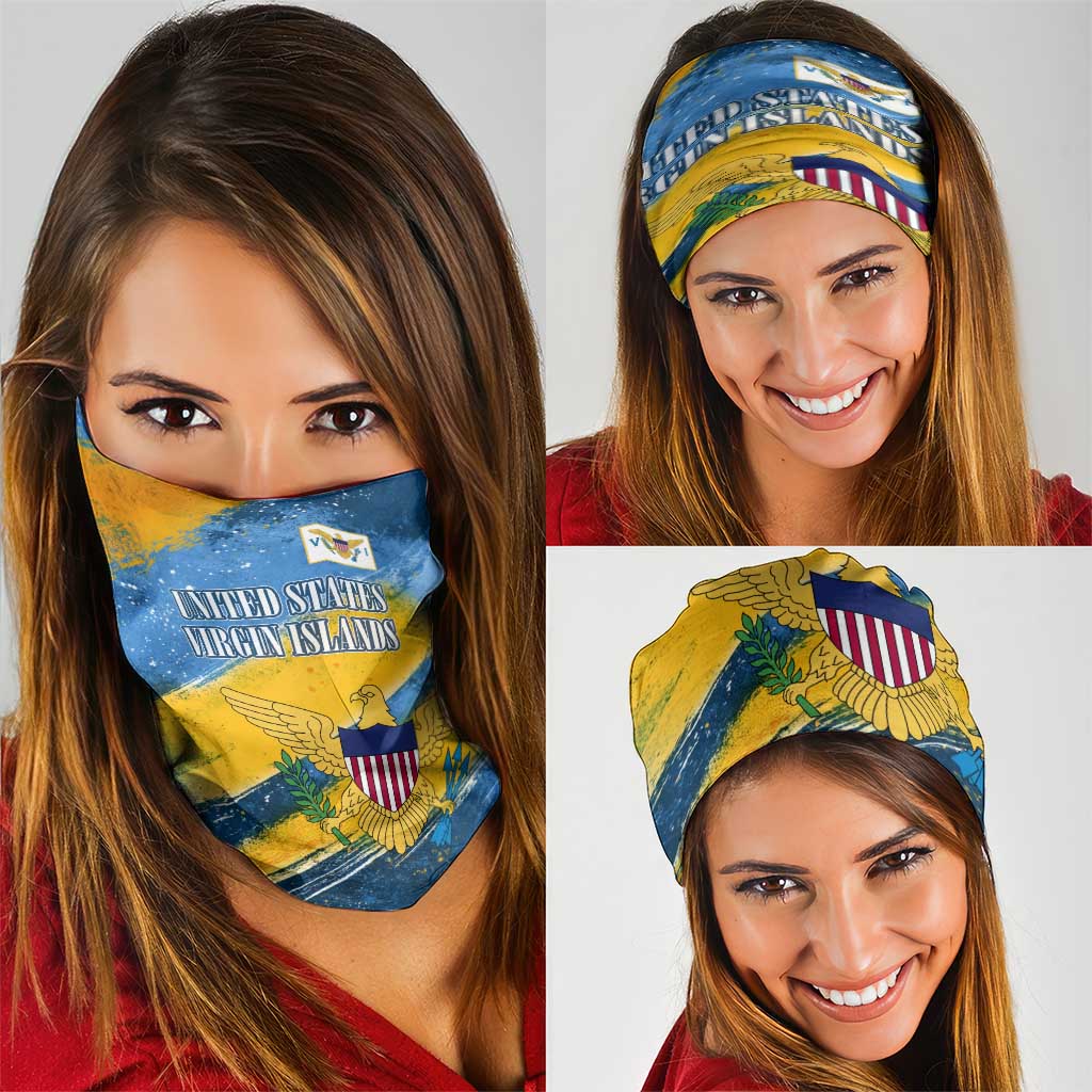 United States Virgin Islands Neck Gaiter with Blue Yellow Eagle Design and Government Seal TS04
