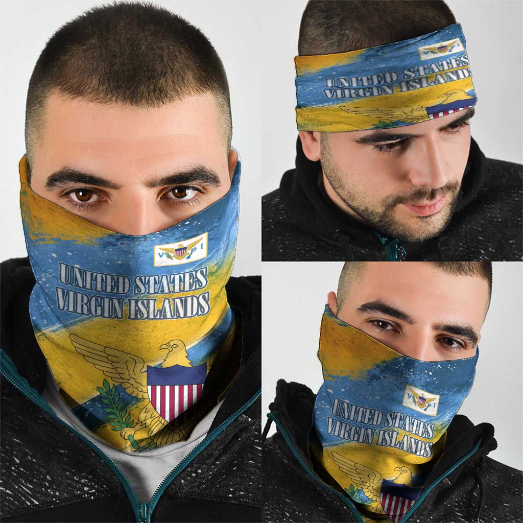 United States Virgin Islands Neck Gaiter with Blue Yellow Eagle Design and Government Seal TS04