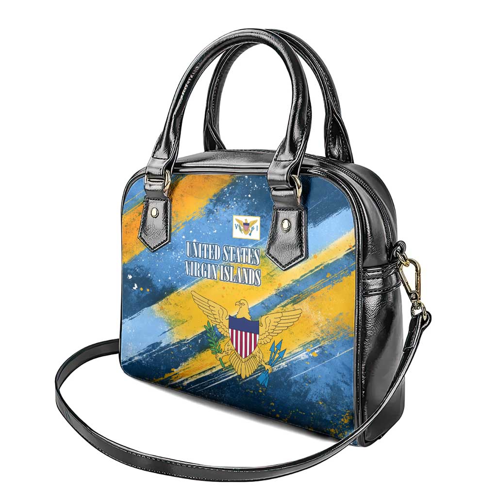 United States Virgin Islands Shoulder Handbag with Blue Yellow Eagle Design and Government Seal TS04