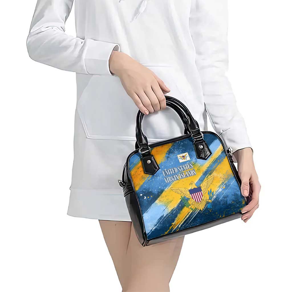 United States Virgin Islands Shoulder Handbag with Blue Yellow Eagle Design and Government Seal TS04
