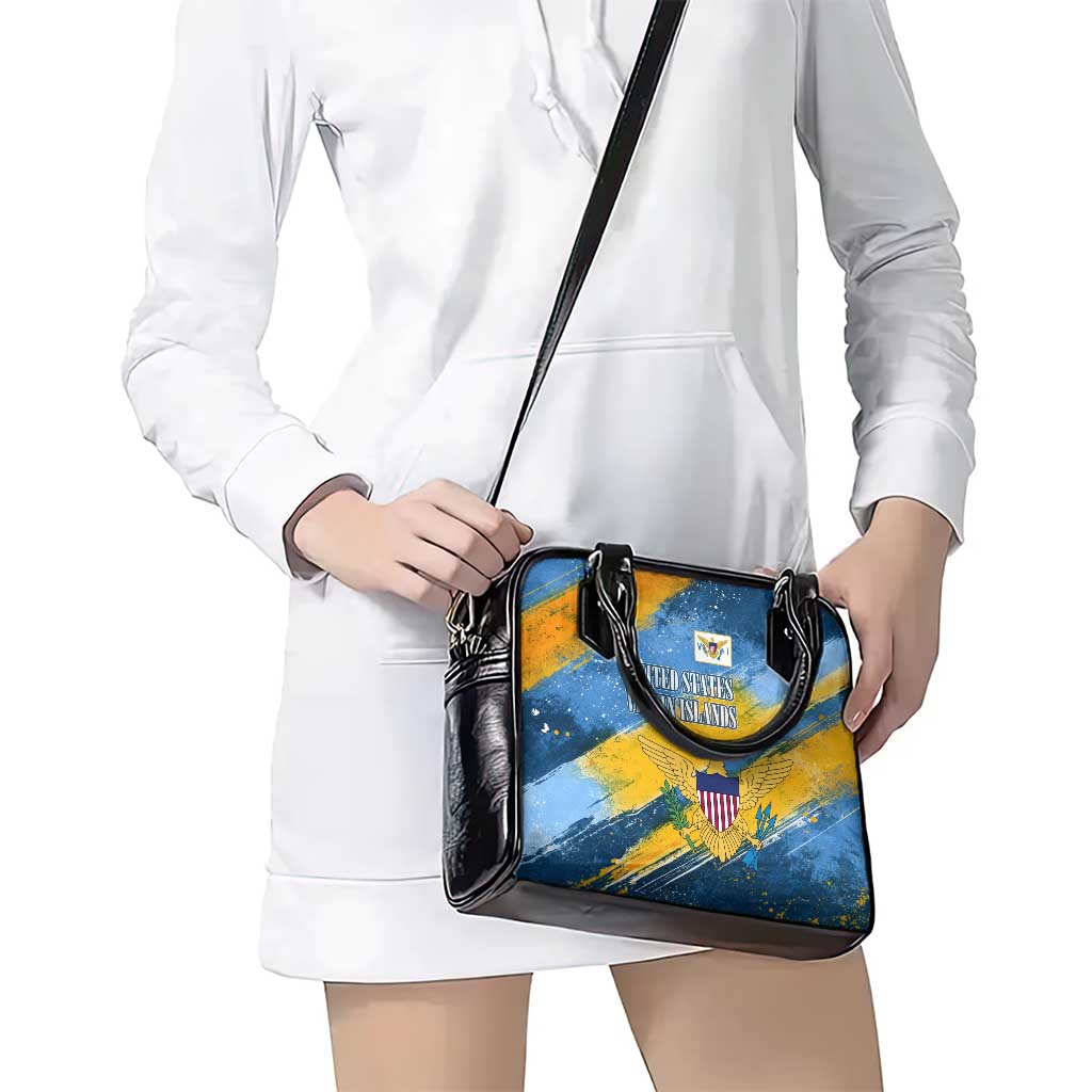 United States Virgin Islands Shoulder Handbag with Blue Yellow Eagle Design and Government Seal TS04
