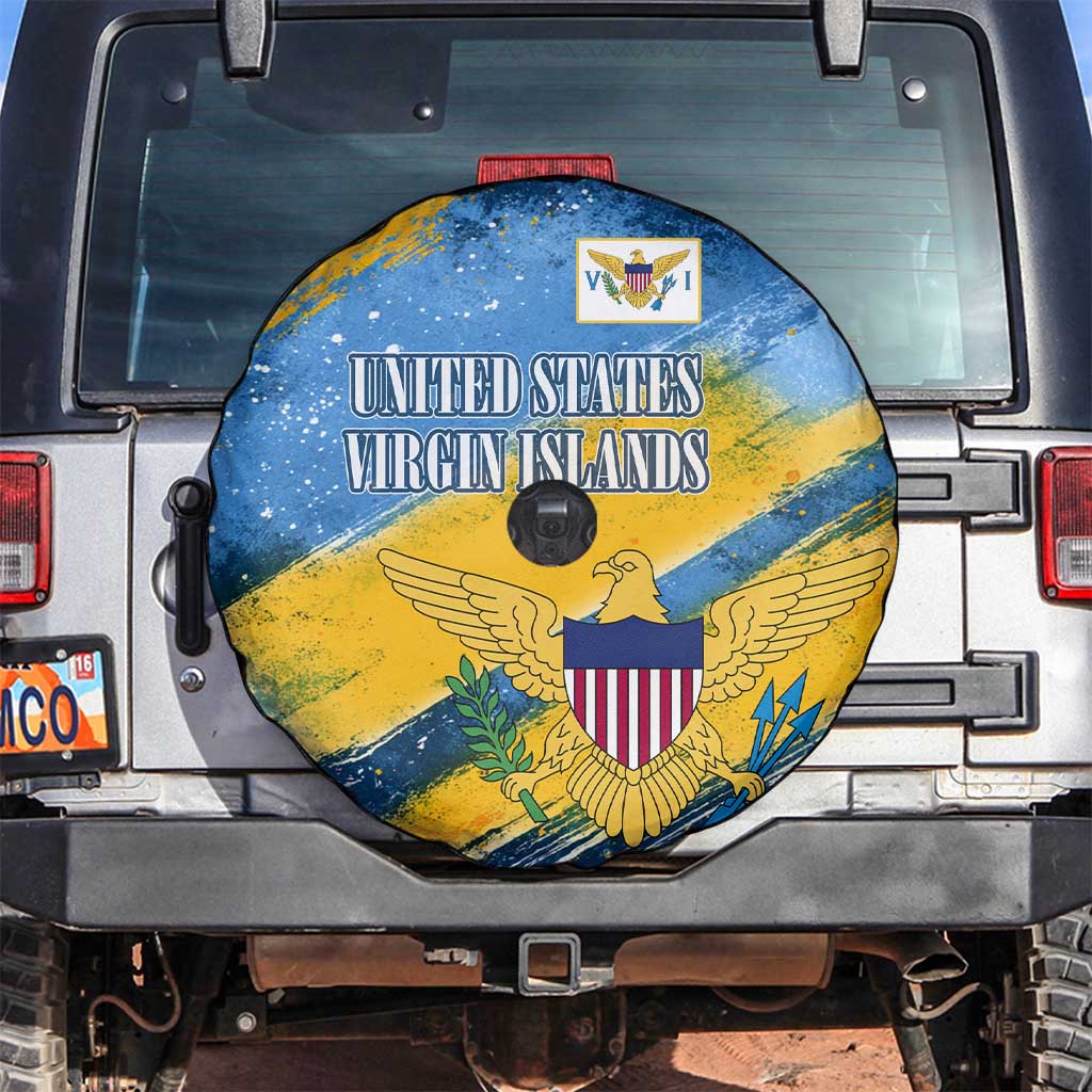United States Virgin Islands Spare Tire Cover with Blue Yellow Eagle Design and Government Seal TS04