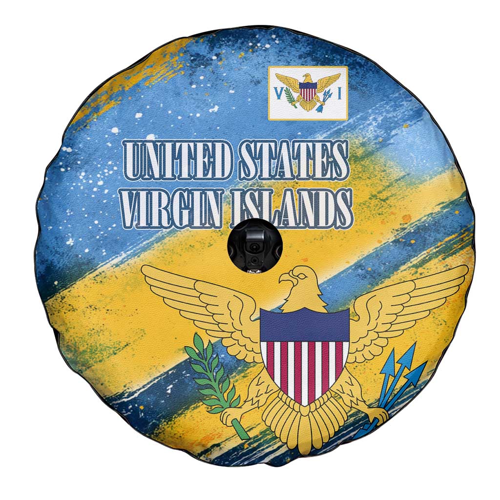 United States Virgin Islands Spare Tire Cover with Blue Yellow Eagle Design and Government Seal TS04