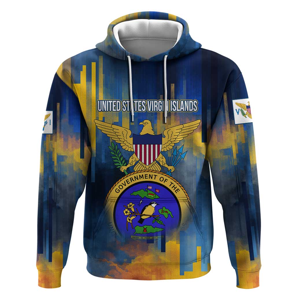 United States Virgin Islands Hoodie with Blue Yellow Government Seal Design and Bald Eagle TS04