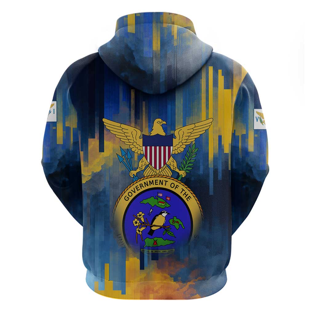 United States Virgin Islands Hoodie with Blue Yellow Government Seal Design and Bald Eagle TS04