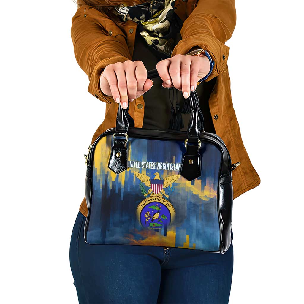 United States Virgin Islands Shoulder Handbag with Blue Yellow Government Seal Design and Bald Eagle TS04