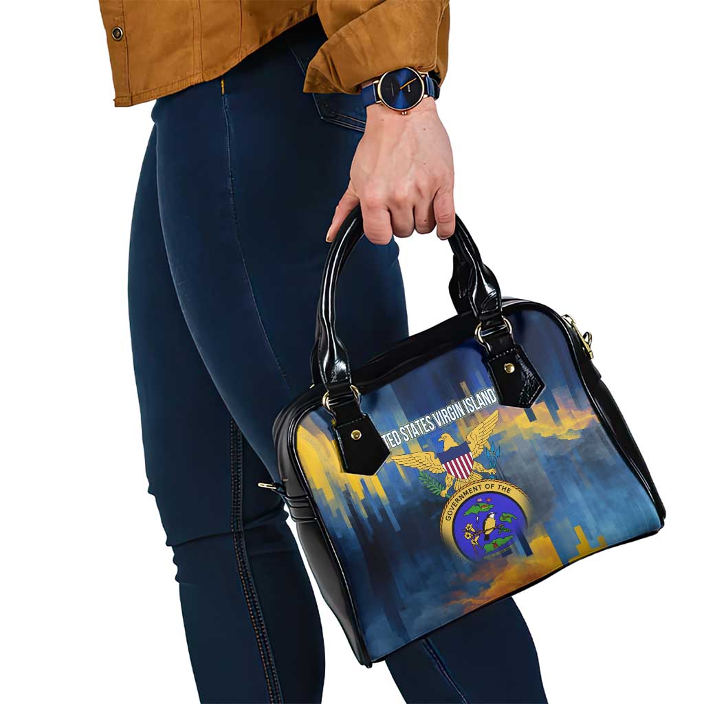 United States Virgin Islands Shoulder Handbag with Blue Yellow Government Seal Design and Bald Eagle TS04