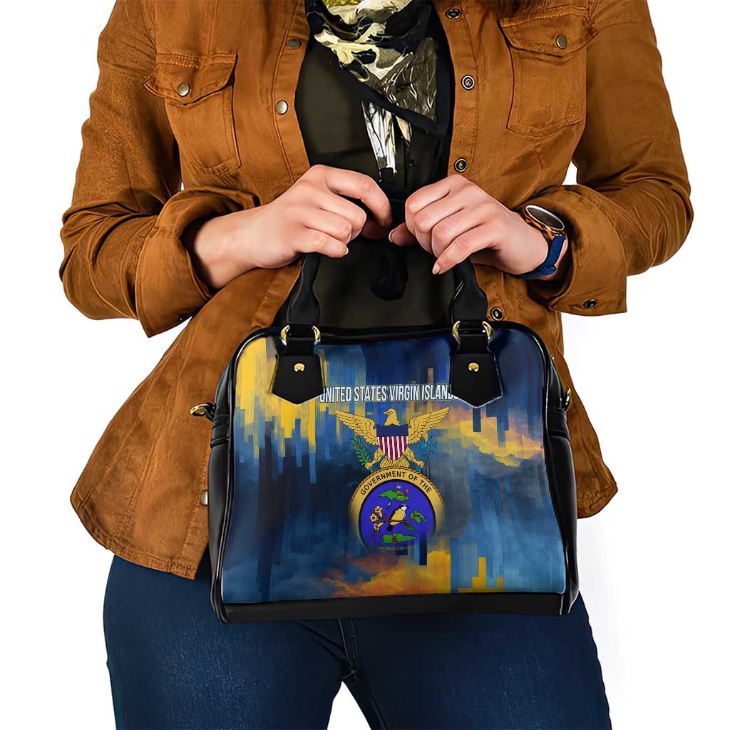 United States Virgin Islands Shoulder Handbag with Blue Yellow Government Seal Design and Bald Eagle TS04