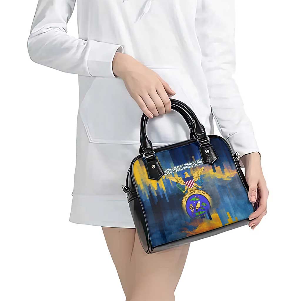 United States Virgin Islands Shoulder Handbag with Blue Yellow Government Seal Design and Bald Eagle TS04