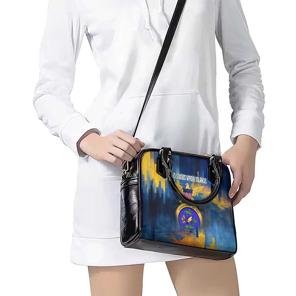 United States Virgin Islands Shoulder Handbag with Blue Yellow Government Seal Design and Bald Eagle TS04