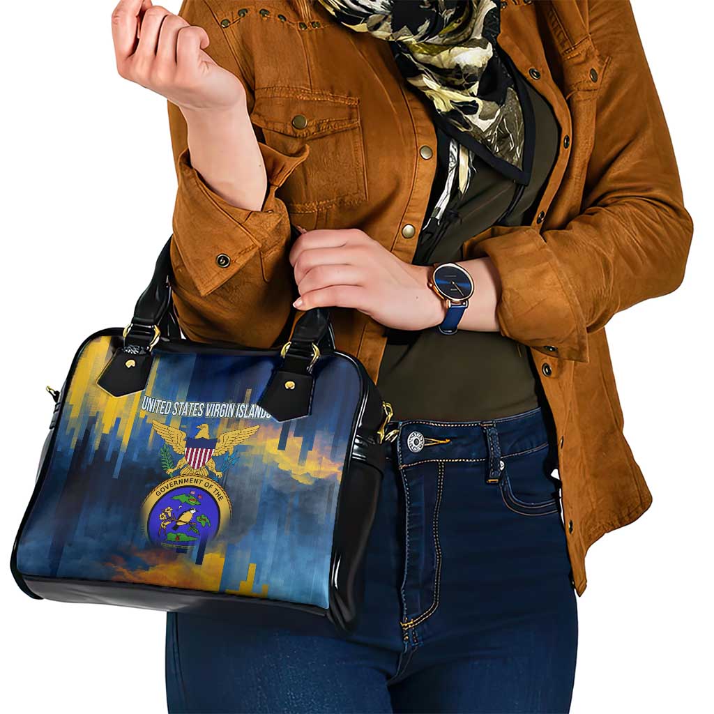 United States Virgin Islands Shoulder Handbag with Blue Yellow Government Seal Design and Bald Eagle TS04