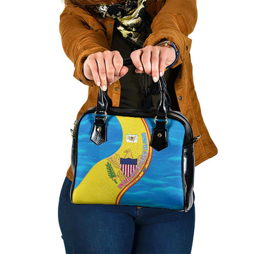 United States Virgin Islands Shoulder Handbag with Blue Yellow Wave Design and Island Map Bird TS04