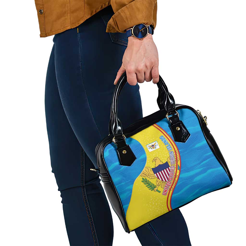 United States Virgin Islands Shoulder Handbag with Blue Yellow Wave Design and Island Map Bird TS04