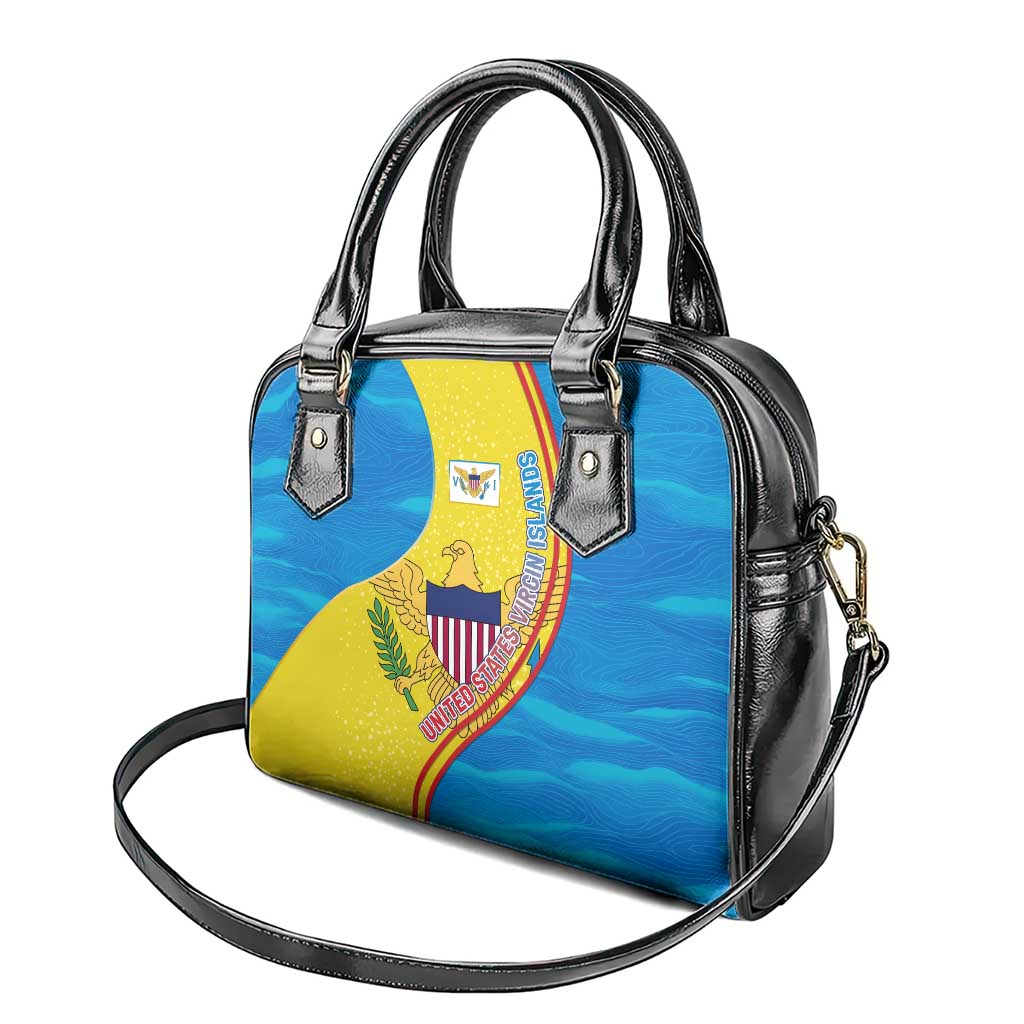 United States Virgin Islands Shoulder Handbag with Blue Yellow Wave Design and Island Map Bird TS04