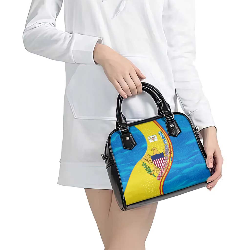 United States Virgin Islands Shoulder Handbag with Blue Yellow Wave Design and Island Map Bird TS04