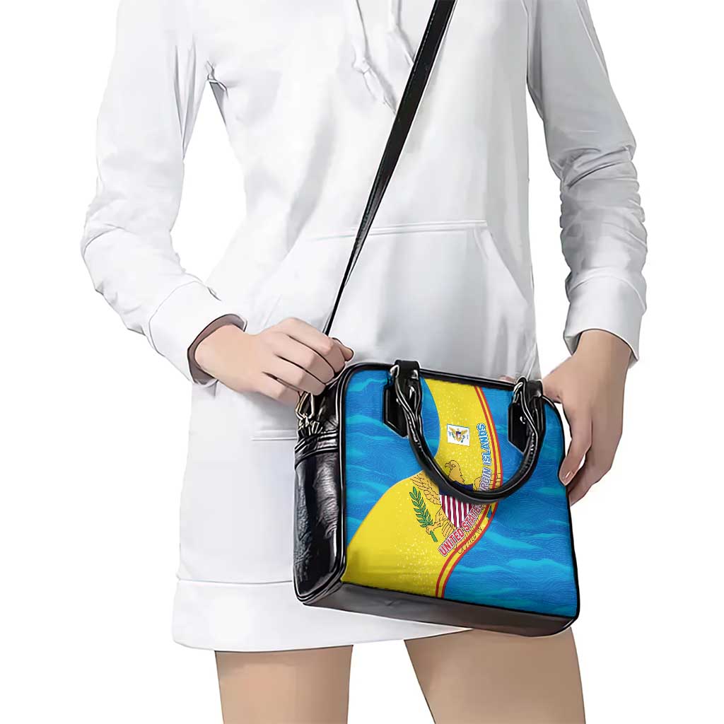 United States Virgin Islands Shoulder Handbag with Blue Yellow Wave Design and Island Map Bird TS04