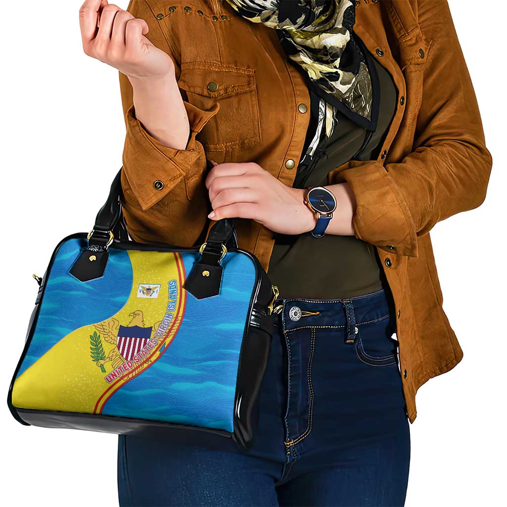 United States Virgin Islands Shoulder Handbag with Blue Yellow Wave Design and Island Map Bird TS04