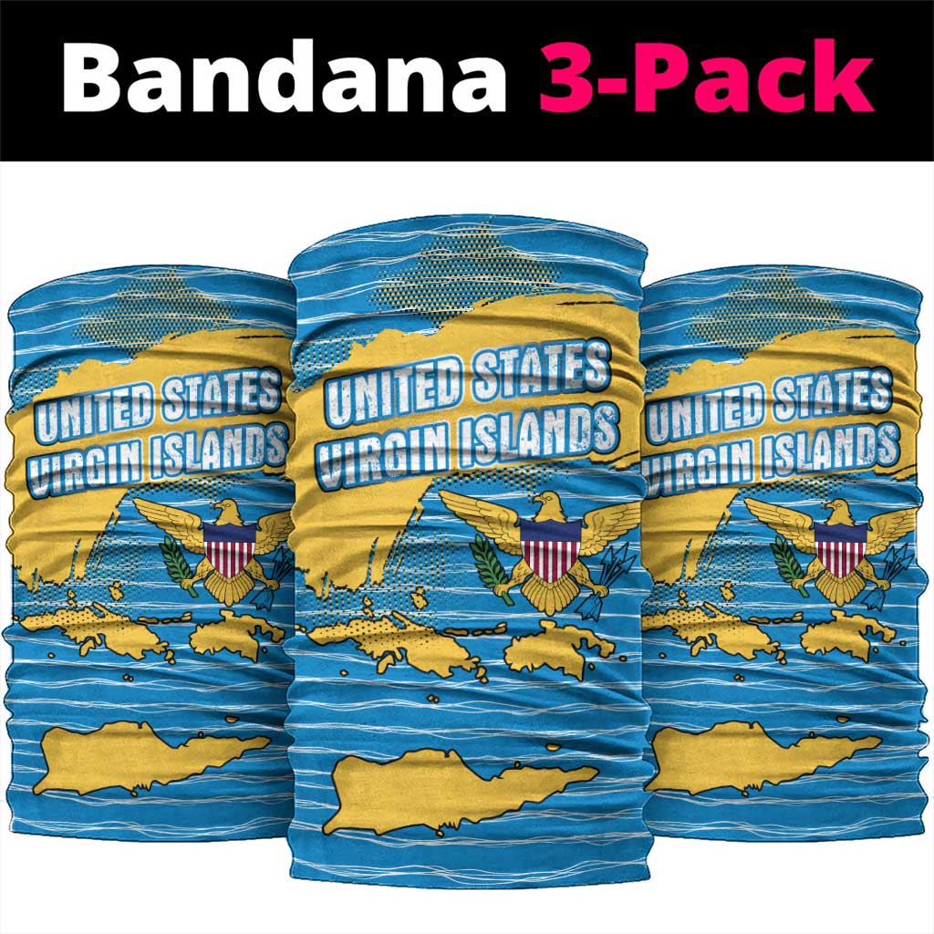 United States Virgin Islands Neck Gaiter with Blue Yellow Ocean Design and Eagle Map Pattern TS04
