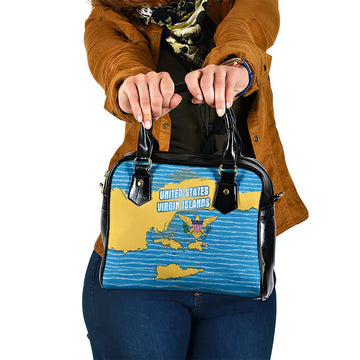 United States Virgin Islands Shoulder Handbag with Blue Yellow Ocean Design and Eagle Map Pattern TS04