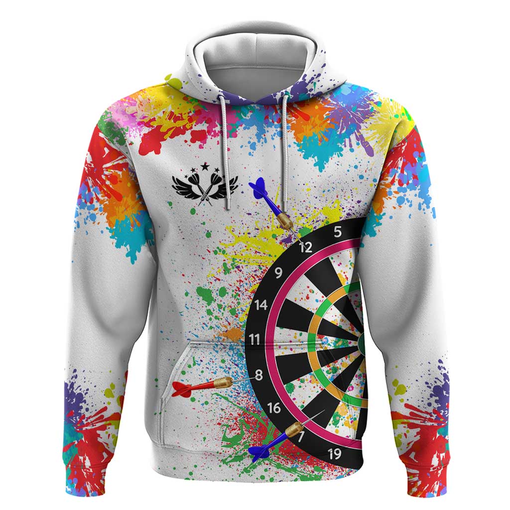 Colorful Dartboard and Splatter Paint Darts Hoodie Personalized Motivational Quote TS04