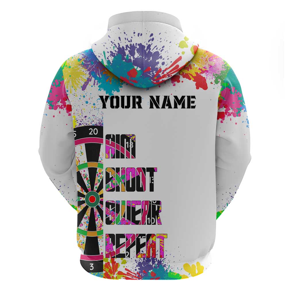 Colorful Dartboard and Splatter Paint Darts Hoodie Personalized Motivational Quote TS04