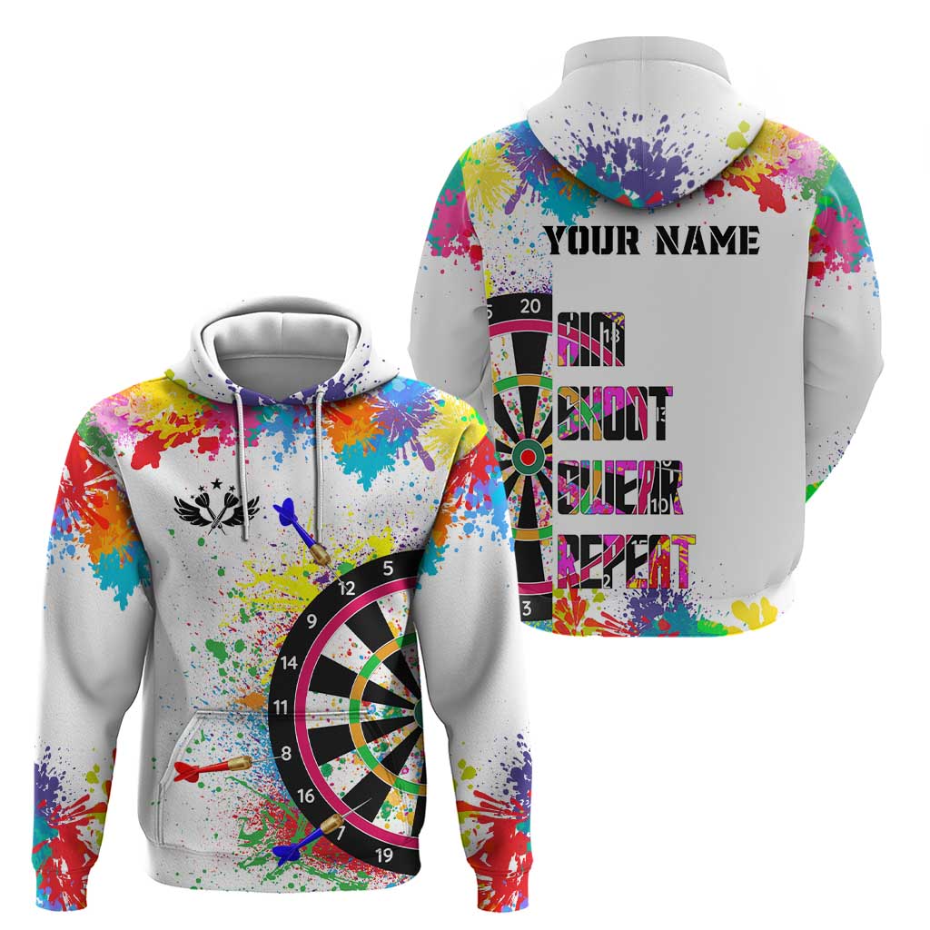 Colorful Dartboard and Splatter Paint Darts Hoodie Personalized Motivational Quote TS04