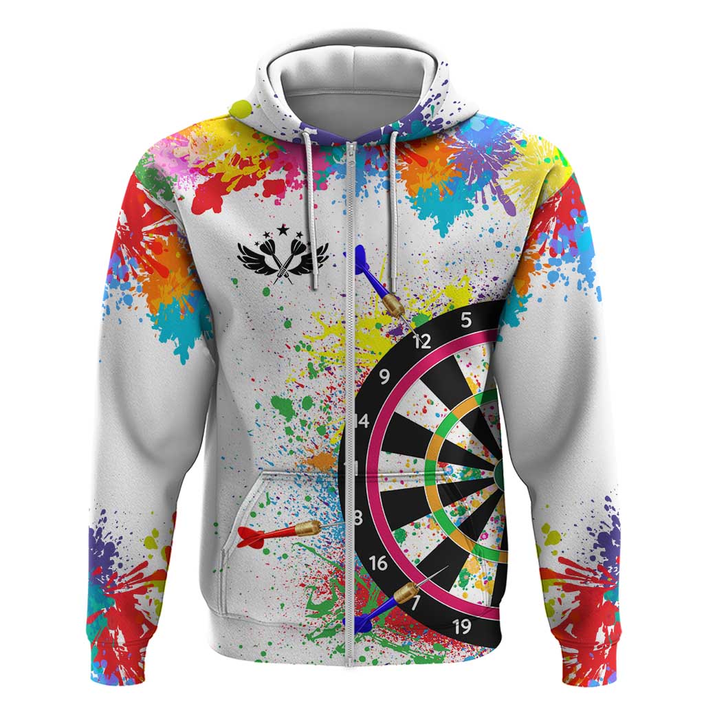 Colorful Dartboard and Splatter Paint Darts Hoodie Personalized Motivational Quote TS04