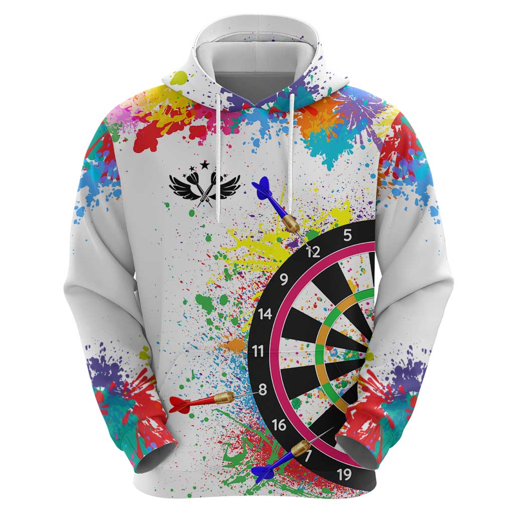 Colorful Dartboard and Splatter Paint Darts Hoodie Personalized Motivational Quote TS04
