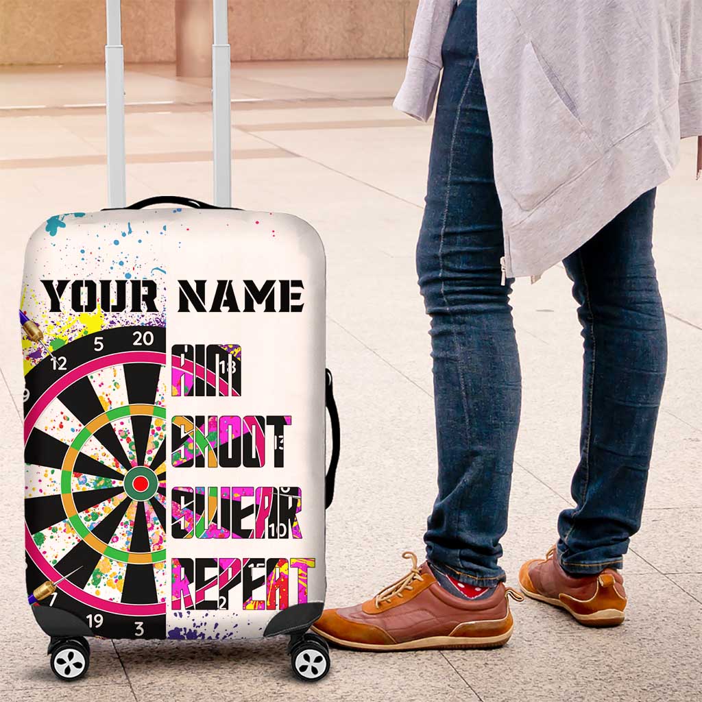 Colorful Dartboard and Splatter Paint Darts Luggage Cover Personalized Motivational Quote TS04