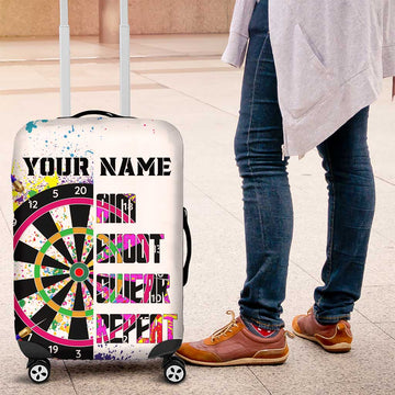Colorful Dartboard and Splatter Paint Darts Luggage Cover Personalized Motivational Quote TS04