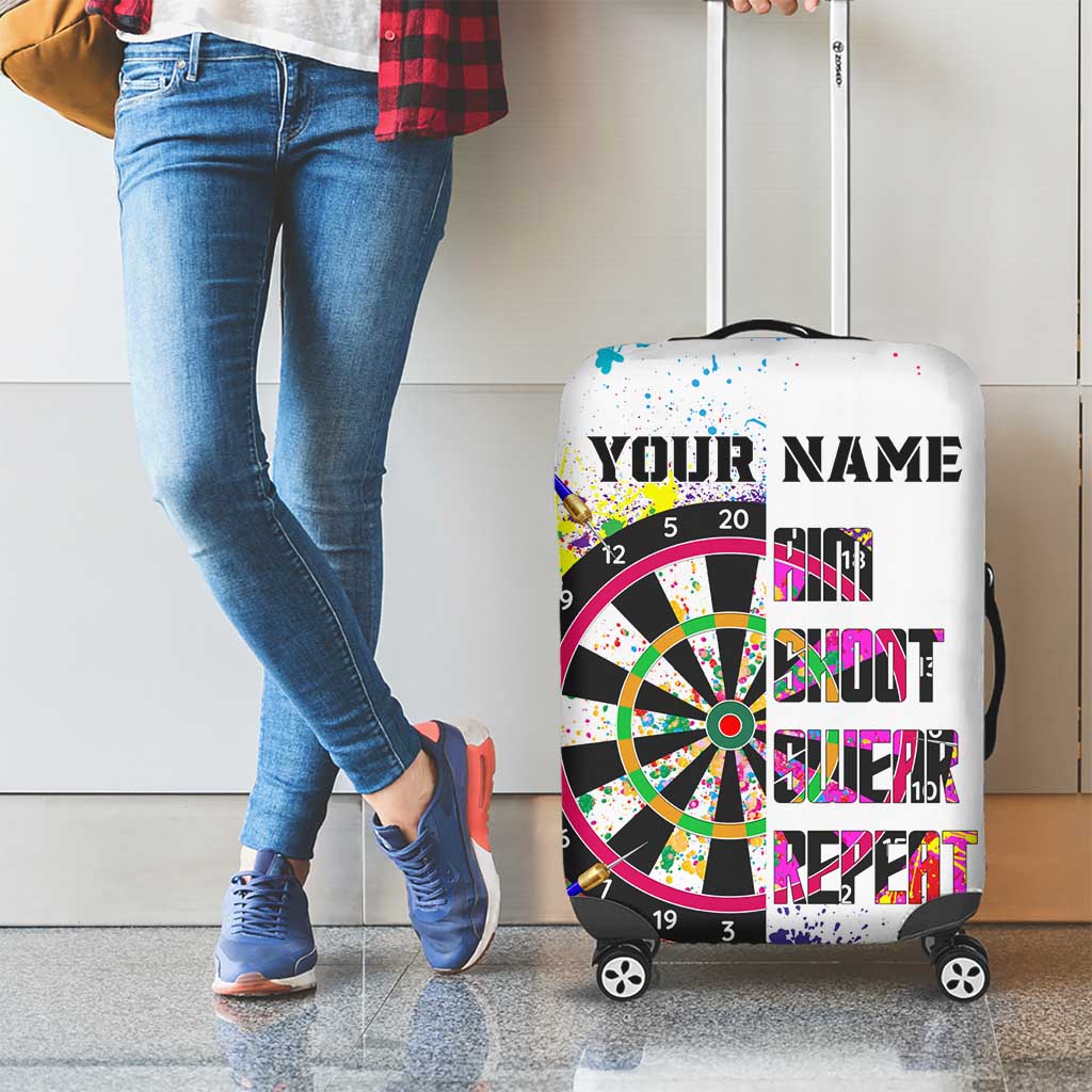 Colorful Dartboard and Splatter Paint Darts Luggage Cover Personalized Motivational Quote TS04