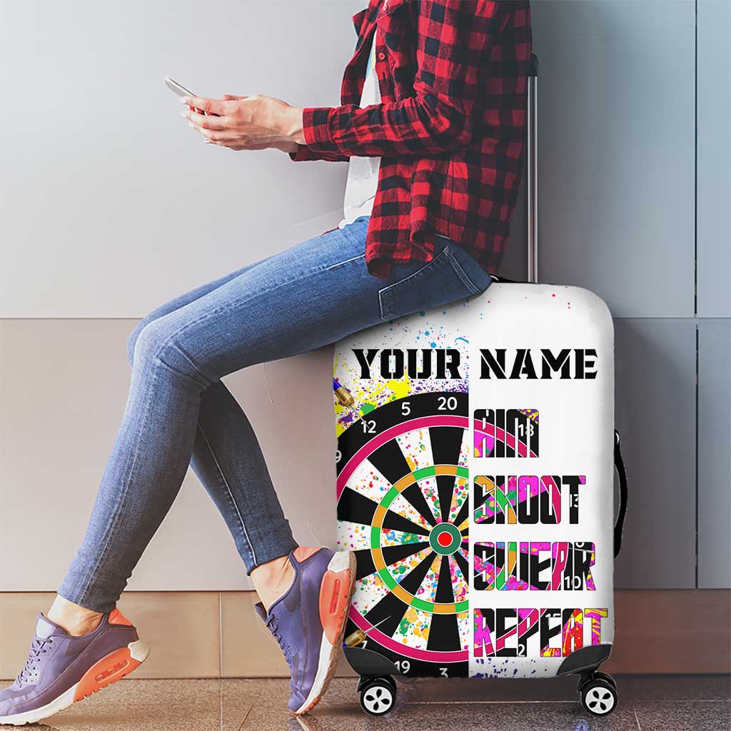 Colorful Dartboard and Splatter Paint Darts Luggage Cover Personalized Motivational Quote TS04