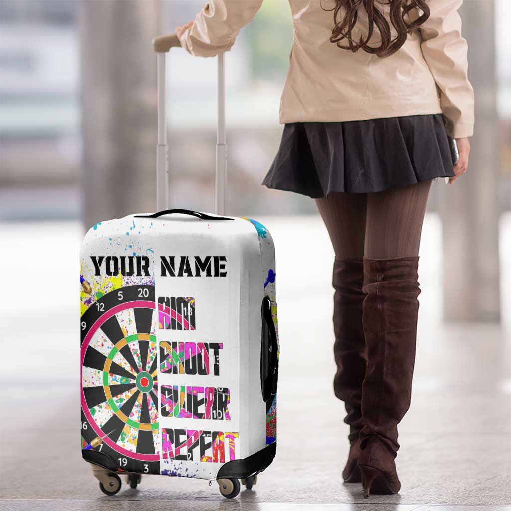 Colorful Dartboard and Splatter Paint Darts Luggage Cover Personalized Motivational Quote TS04