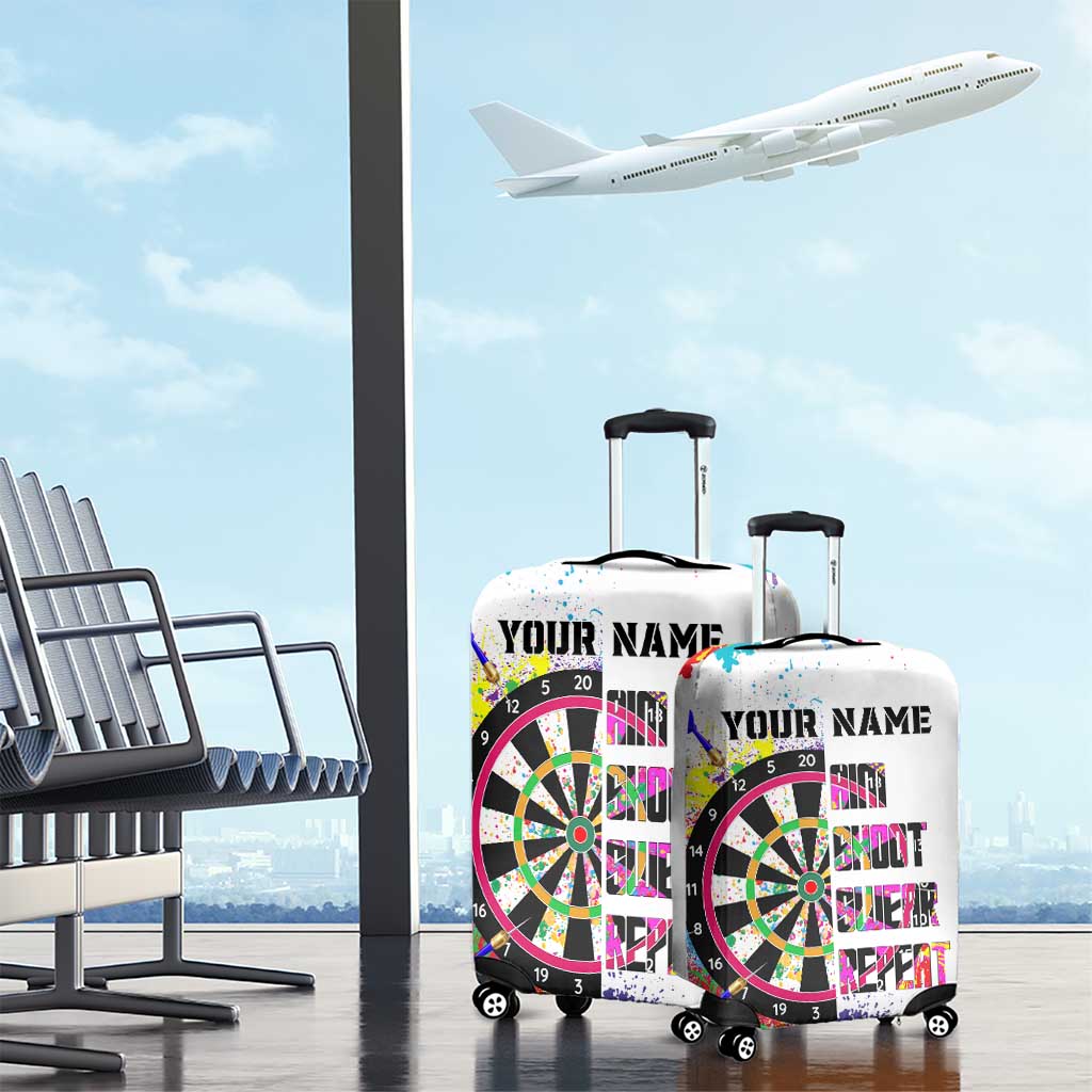 Colorful Dartboard and Splatter Paint Darts Luggage Cover Personalized Motivational Quote TS04