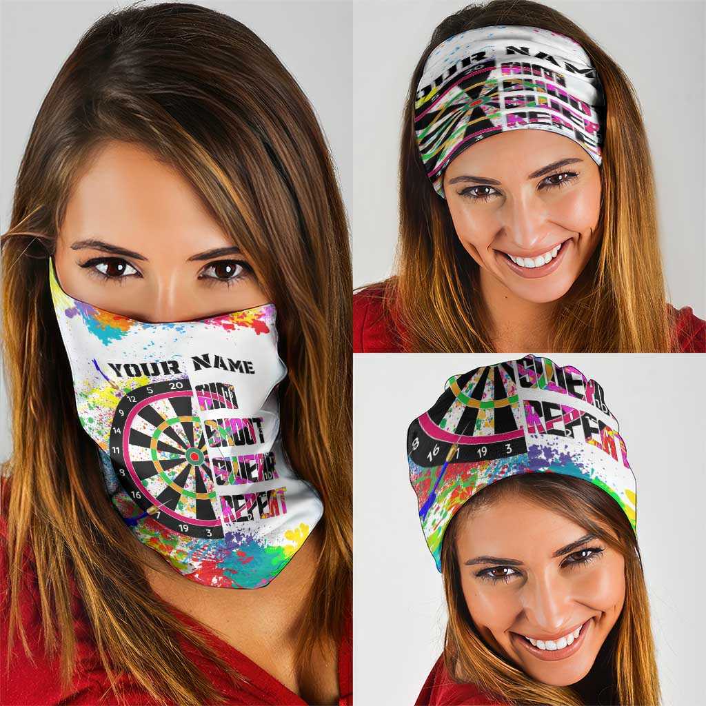 Colorful Dartboard and Splatter Paint Darts Neck Gaiter Personalized Motivational Quote TS04