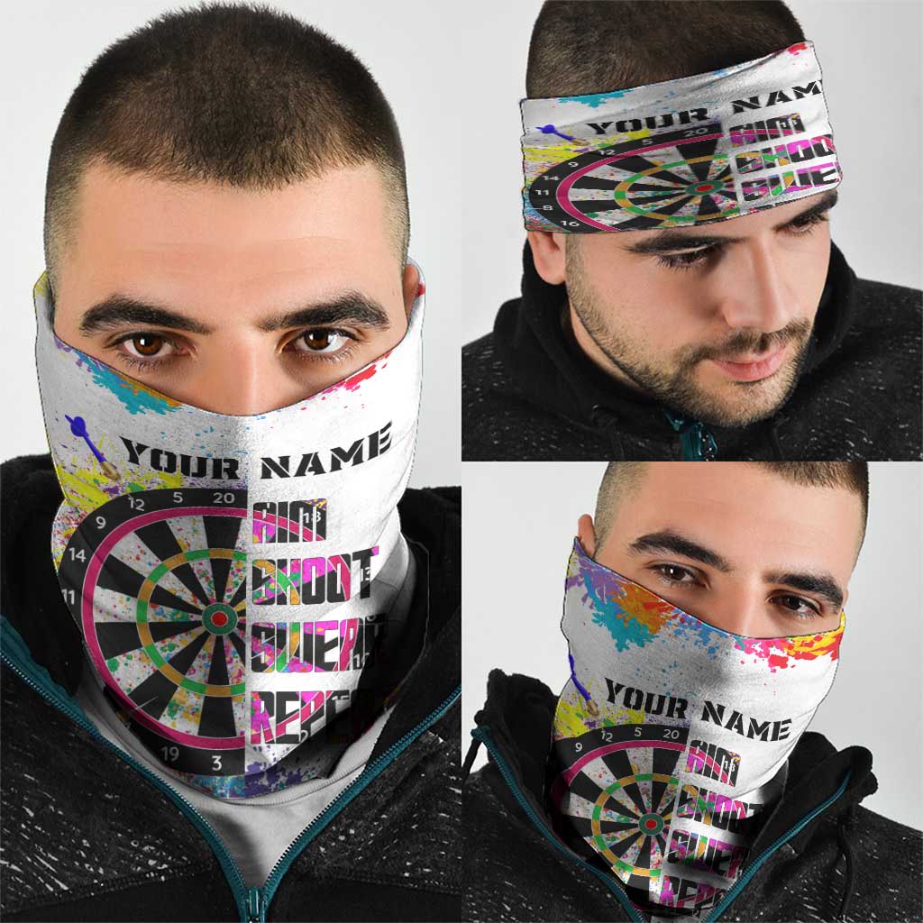 Colorful Dartboard and Splatter Paint Darts Neck Gaiter Personalized Motivational Quote TS04