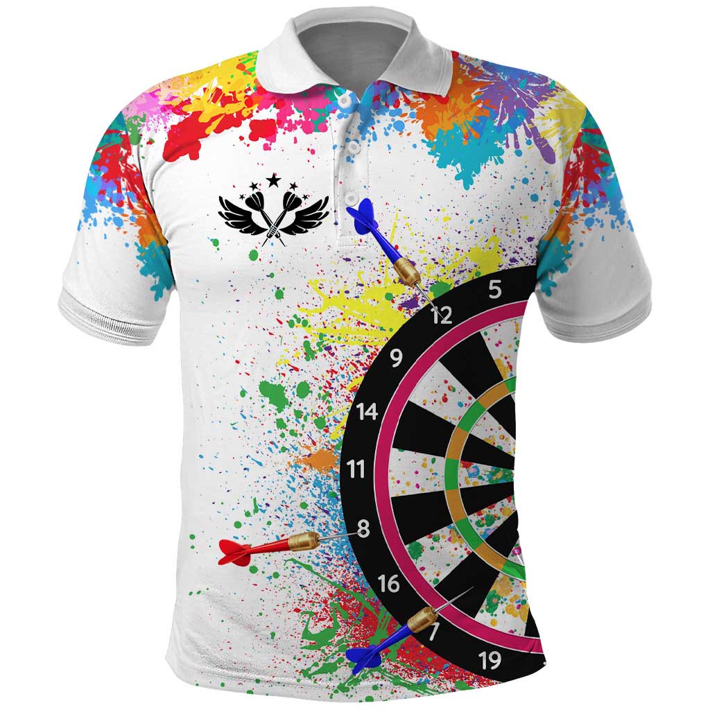 Colorful Dartboard and Splatter Paint Darts Polo Shirt Personalized Motivational Quote TS04
