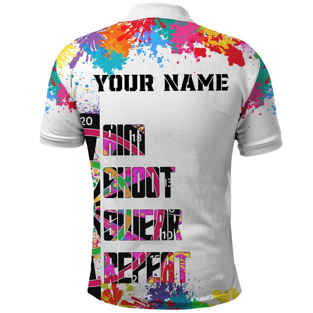 Colorful Dartboard and Splatter Paint Darts Polo Shirt Personalized Motivational Quote TS04